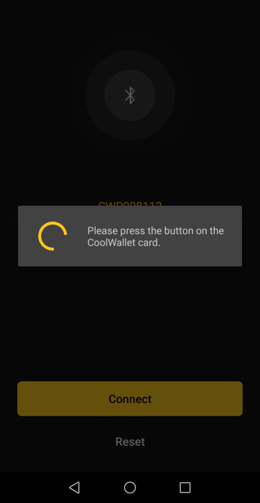 CoolBitX App - Press Button On CoolWallet Pro