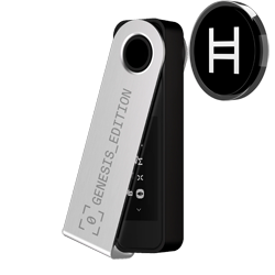 Ledger Nano S Plus hardware wallet with Hedera Hashgraph (HBAR) logo – secure and affordable cold storage option in 2025.
