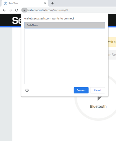 Secux V20 Hardware wallet setup - Connecting