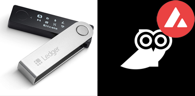 Ledger Nano X and Core Wallet logos with Avalanche AVAX branding – the most secure AVAX setup for staking and dApps in 2025.
