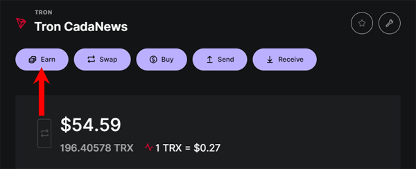 How to stake Tron TRX from Ledger Live - Earn tab