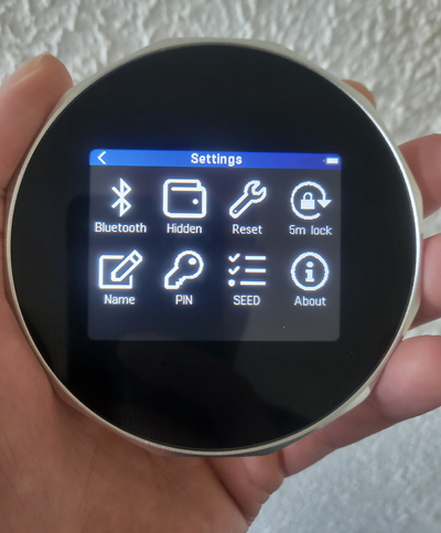 SecuX V20 hardware wallet Settings - Hidden Wallets Feature