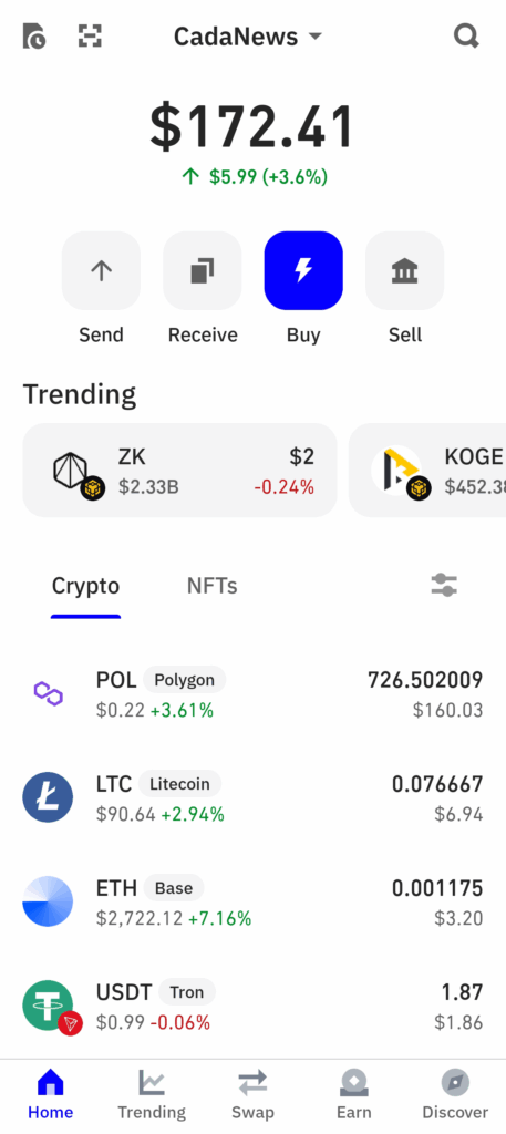 Trust Wallet showing POL cryptocurrency balance