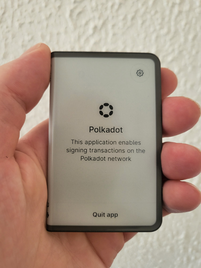 Ledger Stax displaying Polkadot (DOT) blockchain app