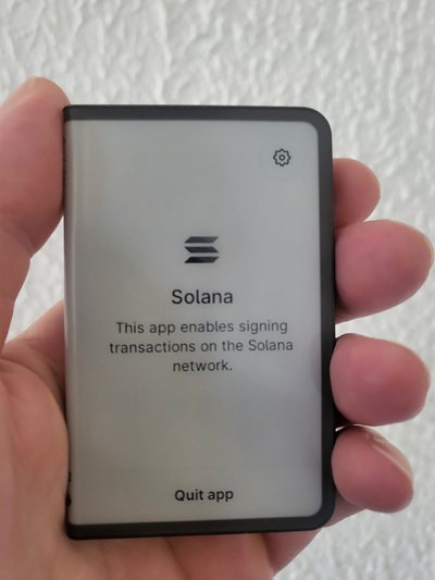 Ledger Stax displaying Solana (SOL) app