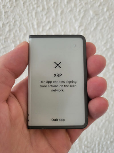 Ledger Stax displaying XRP app