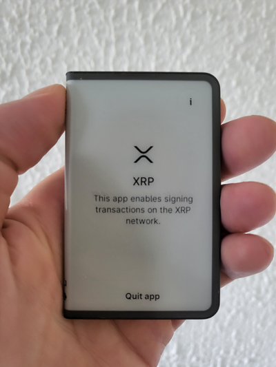 Ledger Stax displaying XRP blockchain app