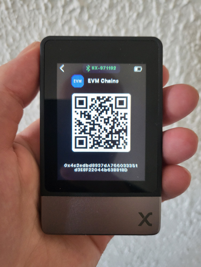 SecuX Neo X hardware wallet displaying Avalanche app (EVM compatible chain)