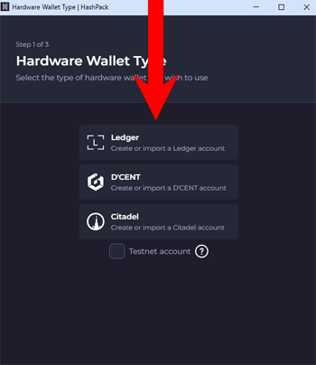 HashPack wallet - connect Ledger hardware wallet