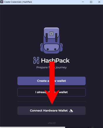 HashPack wallet - connect hardware wallet option