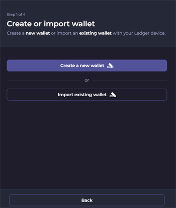 HashPack wallet - create a new wallet ot import existing account (Ledger)