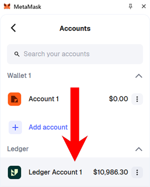 MetaMask integrated with Ledger Flex