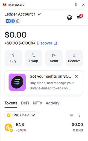 MetaMask successfully integrated with Ledger Flex for BNB Chain