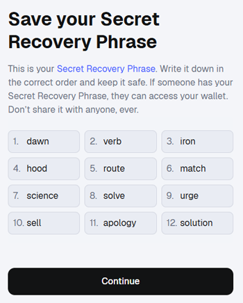 MetaMask wallet recovery phrase
