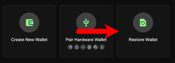 Nufi cardano wallet restore wallet option