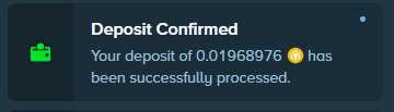 BNB Deposit on Stake Confirmed