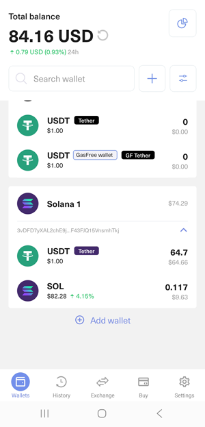 Guarda Wallet displaying my USDT balance