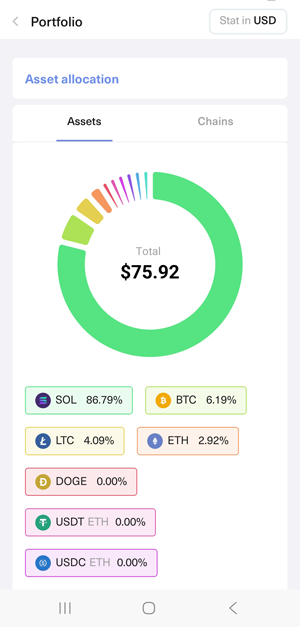 Guarda mobile wallet displaying my crypto portfolio