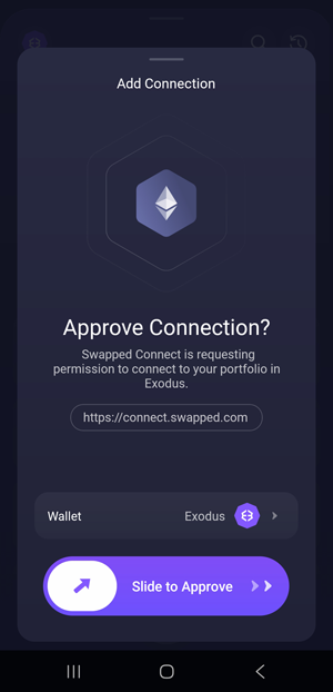 I approved connection to Stake in my Exodus wallet