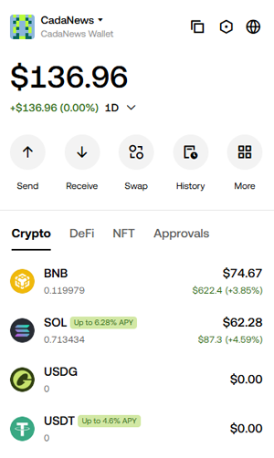 OKX Wallet Browser Extension displaying my BNB and Solana balance