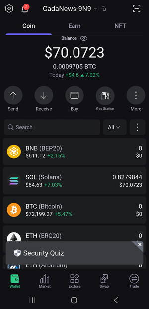 SafePal wallet displaying my crypto balance