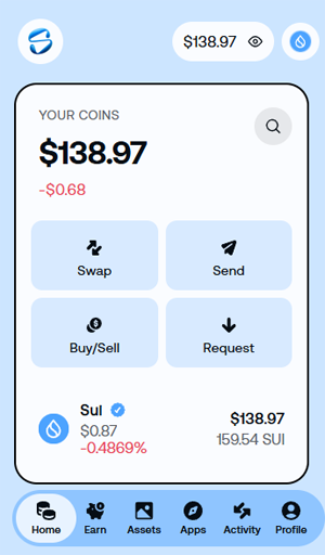 Slush wallet displaying my SUI balance