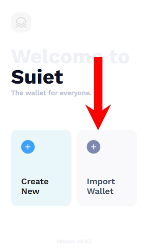 Suiet Import wallet option