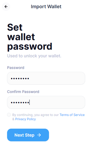 Suiet - set wallet password