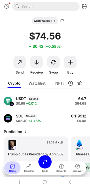 Trust Wallet displaying my USDT Balance